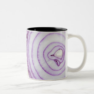 Tasse 2 Couleurs Plein cadre d'oignon rouge coupé en tranches, sur