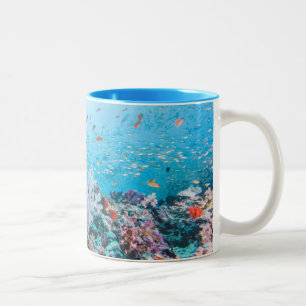 Tasse 2 Couleurs Plongée à l'air avec le récif et le corail colo