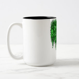 Tasse 2 Couleurs Pluie de code numérique vert – Style Matrix Cyberp
