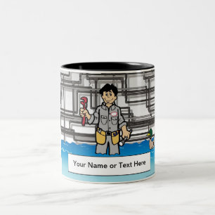 Tasse 2 Couleurs Plumber - Caricature masculine par PrintedPerfecti