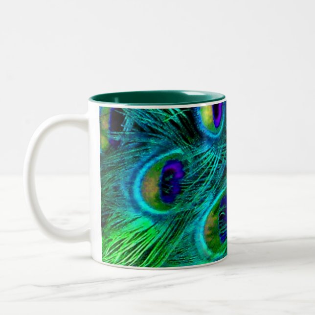 Tasse 2 Couleurs Plume de paon PixDezines (Gauche)