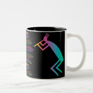 Tasse 2 Couleurs Plumes colorées Grotte Abstraite Kokopelli