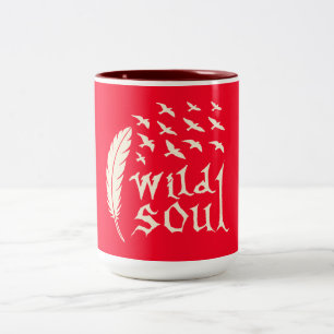 Tasse 2 Couleurs Plumes d'âne sauvage Oiseau Design naturel