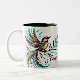 Tasse 2 Couleurs Plumes de joie /Conception colorée d'oiseaux Café