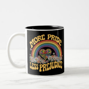 Tasse 2 Couleurs Plus de fierté moins de préjugés Retro Rainbow Pri