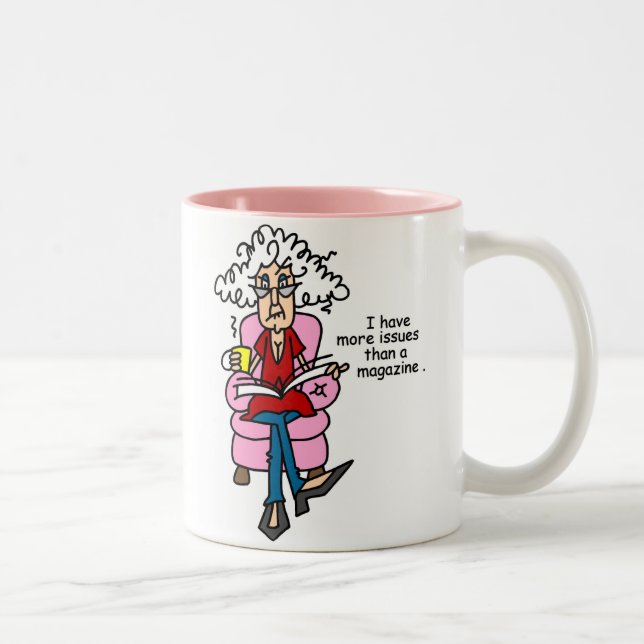 Tasse 2 Couleurs Plus de numéros qu'un Humour de magazine (Droit)