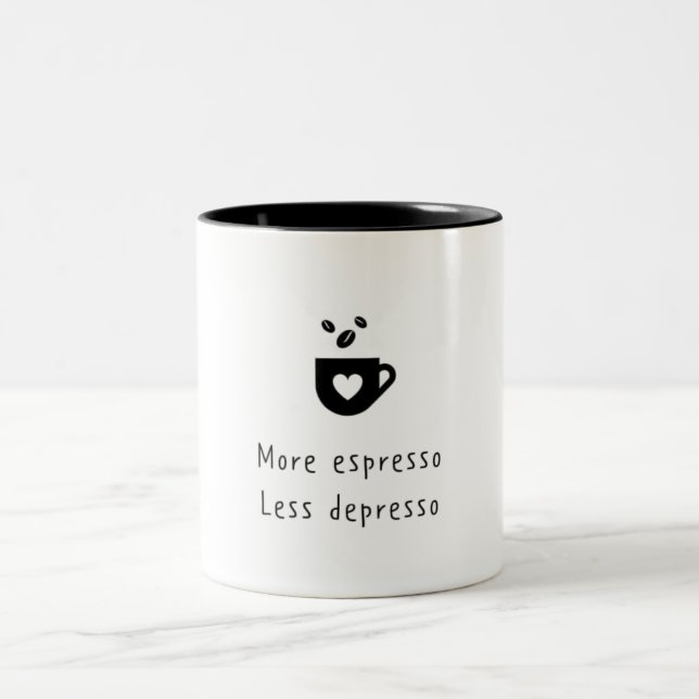 TASSE 2 COULEURS PLUS ESPRESSO MOINS DEPRESSO (Centre)