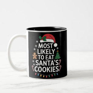Tasse 2 Couleurs Plus susceptible de manger les cookies du Père Noë