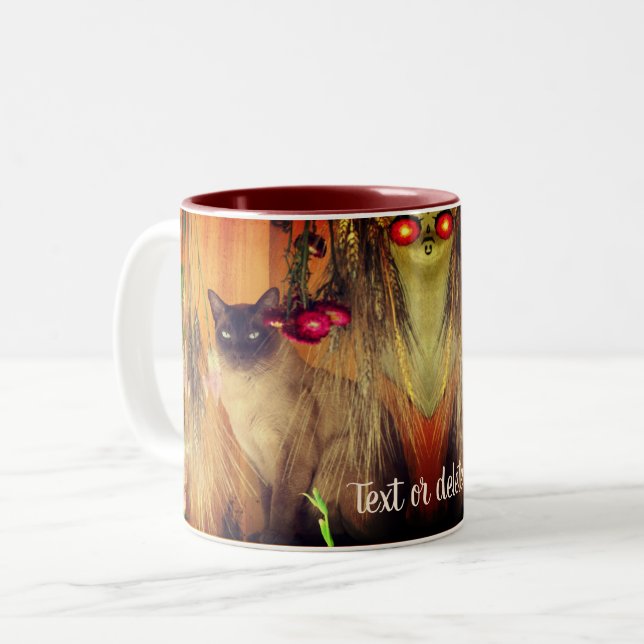 Tasse 2 Couleurs Poing de chats siamois personnalisé (Devant gauche)