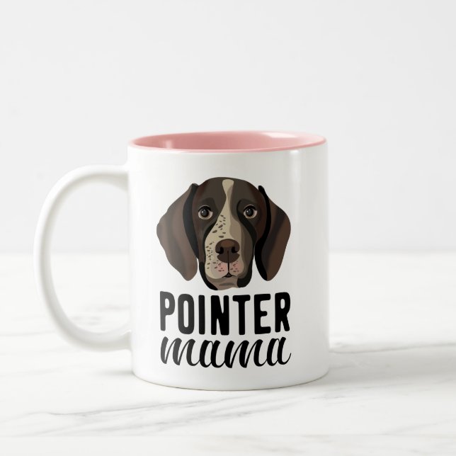 Tasse 2 Couleurs Pointer Mama chien mère personnalisée avec votre p (Gauche)