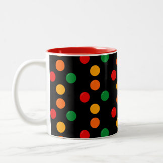 Tasse 2 Couleurs Points Colorés sur Fond Noir Moderne Rétro du Mili