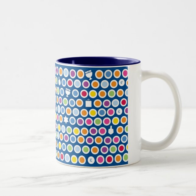 Tasse 2 Couleurs points de chanukah (Droit)