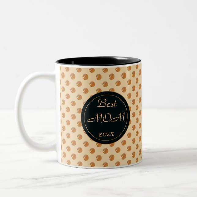 Tasse 2 Couleurs Points d'or de polka. texte (Gauche)