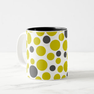 Tasse 2 Couleurs points jaune gris sur fond blanc