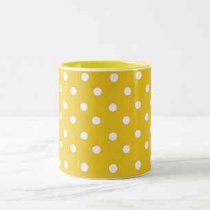 TASSE 2 COULEURS POINTS JAUNES ET BLANCS