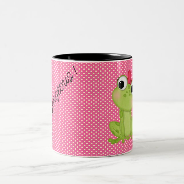 Tasse 2 Couleurs Points polka, Grenouille mignonne - Message motiva (Centre)