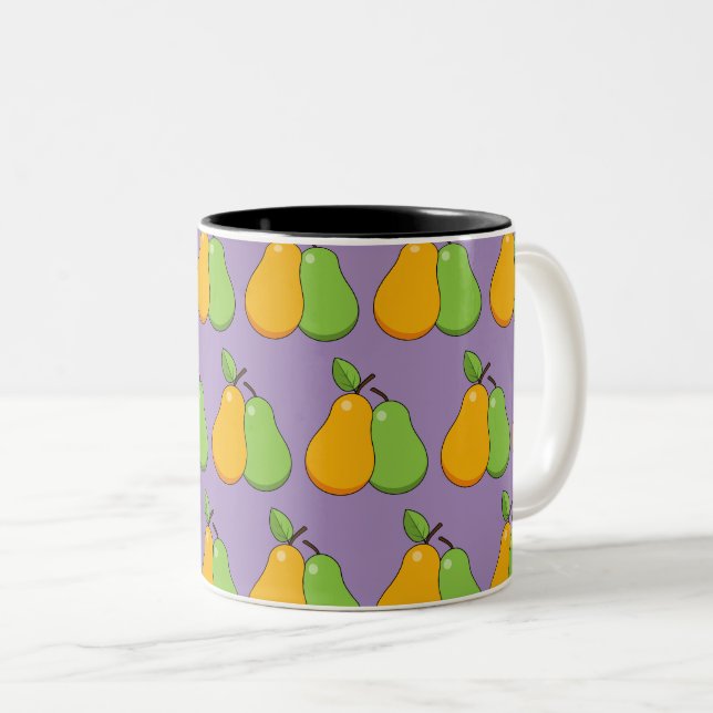 Tasse 2 Couleurs Poires jaunes et vertes (Devant droit)