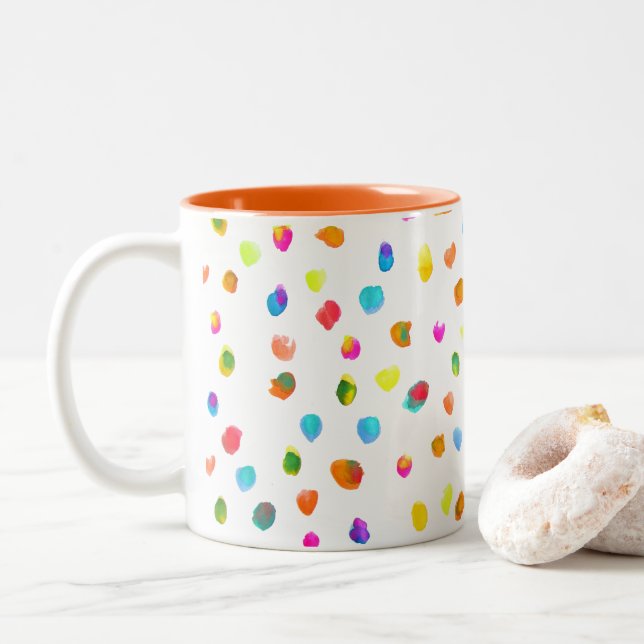 Tasse 2 Couleurs pois d'aquarelle colorée (Avec donut)