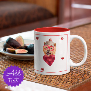 Tasse 2 Couleurs Pois de coeur Chow Chow Valentines Jour Cadeau Chi
