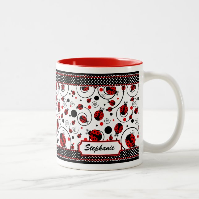 Tasse 2 Couleurs Pois de la coutume Ladybugs et frissons Nom du caf (Droit)