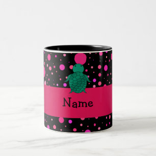 Tasse 2 Couleurs Pois nommé personnalisé de rose de noir de tortue