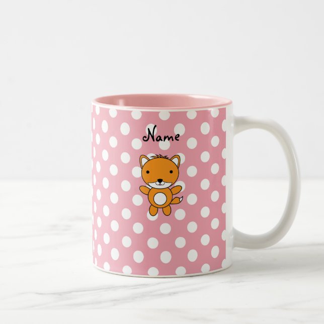 Tasse 2 Couleurs Pois nommé personnalisé de rose de renard (Droit)
