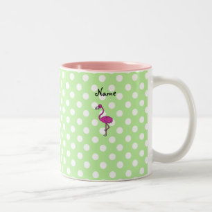 Tasse 2 Couleurs Pois nommé personnalisé de vert de flamant