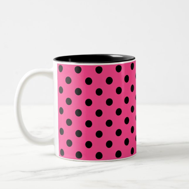 Tasse 2 Couleurs Pois roses et noirs (Gauche)