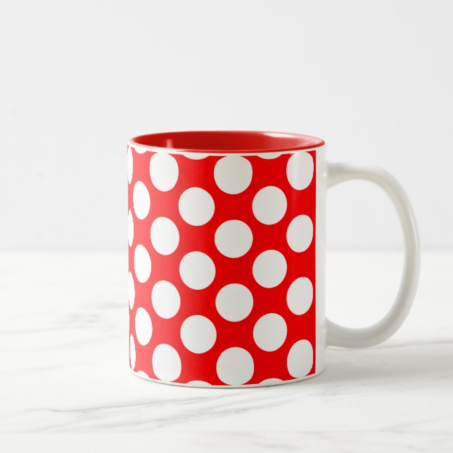 Tasse 2 Couleurs Pois sur le rouge (Droit)