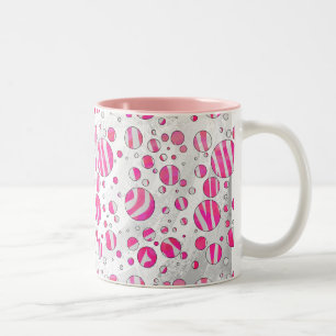 Tasse 2 Couleurs Pois Zèbre rose chaud et blanc