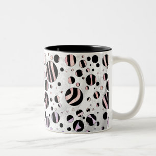 Tasse 2 Couleurs Pois zèbres noirs et roses