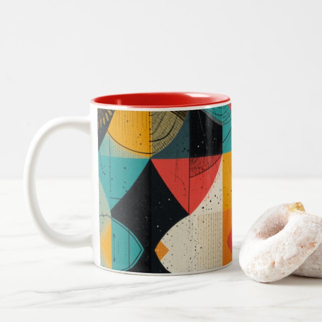 Tasse 2 Couleurs Poisson Cubiste (Avec donut)