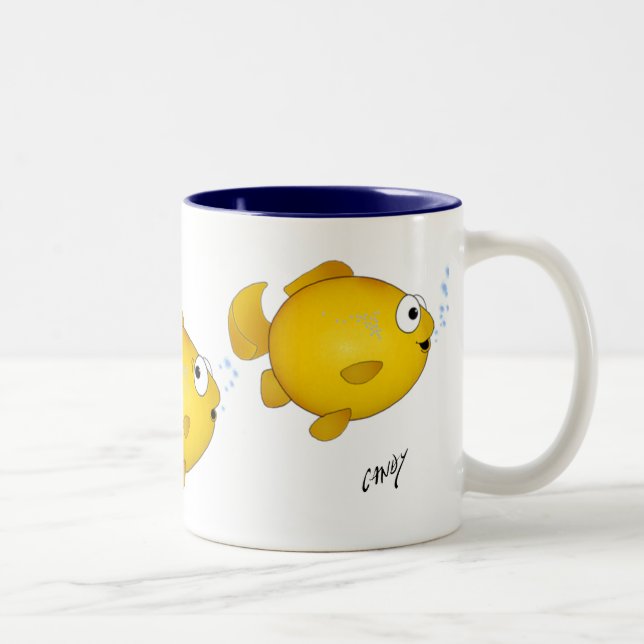 Tasse 2 Couleurs Poissons de bande dessinée (Droit)