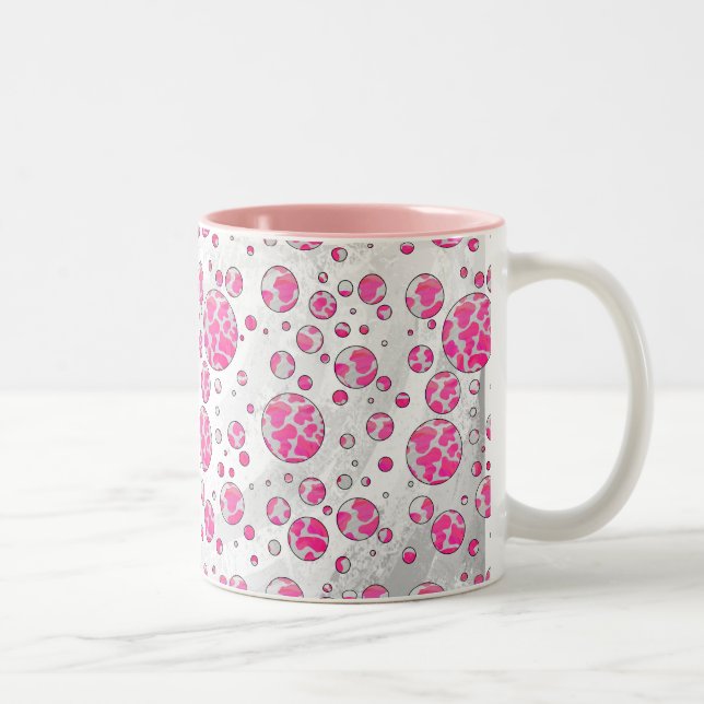 Tasse 2 Couleurs Poka Dot Vache rose et blanc (Droit)
