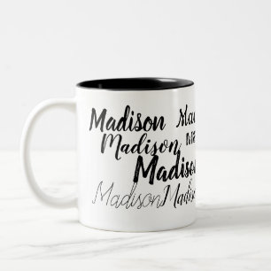 Tasse 2 Couleurs Polices Noires Votre Nom Personnalisé