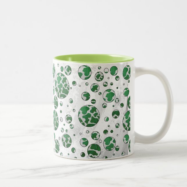 Tasse 2 Couleurs Polis Dot Vache vert et blanc Impression (Droit)