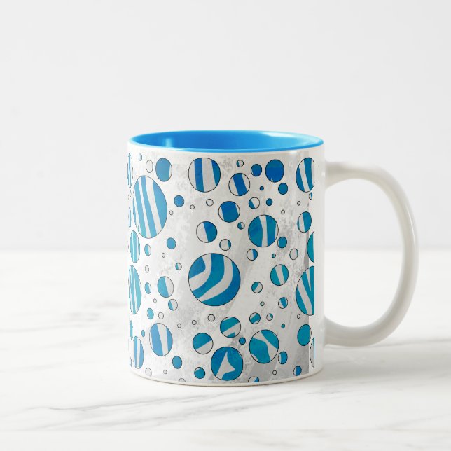 Tasse 2 Couleurs Polka blanc et bleu Zebra (Droit)