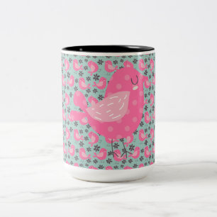 Tasse 2 Couleurs Polka Dot Birds and Flowers