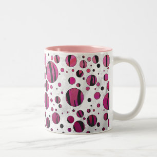 Tasse 2 Couleurs Polka Dot Tiger rose chaud et noir