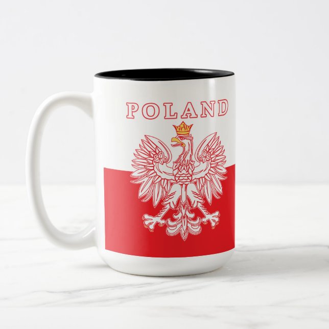 Tasse 2 Couleurs Pologne avec aigle rouge polonais (Gauche)