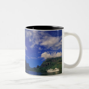 Tasse 2 Couleurs Polynésie française, Moorea. Baie de Cooks. Navire