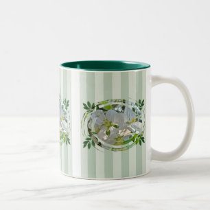 Tasse 2 Couleurs Pommes en fleurs et bandes vertes Musique
