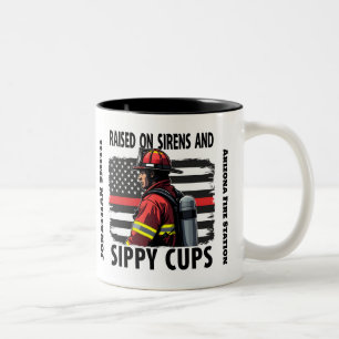 Tasse 2 Couleurs Pompier Drapeau américain avec ligne rouge fine