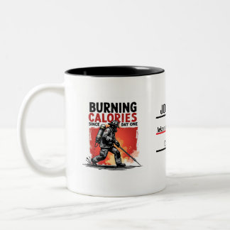 Tasse 2 Couleurs Pompier unique ou pompier, drôle en noir et rouge