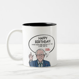 Tasse 2 Couleurs Ponceuses de Bernie saluant - joyeux anniversaire