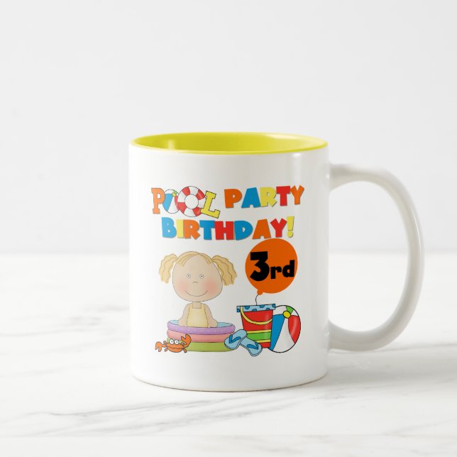 Tasse 2 Couleurs Pool Party 3e anniversaire T-shirts et cadeaux (Droit)