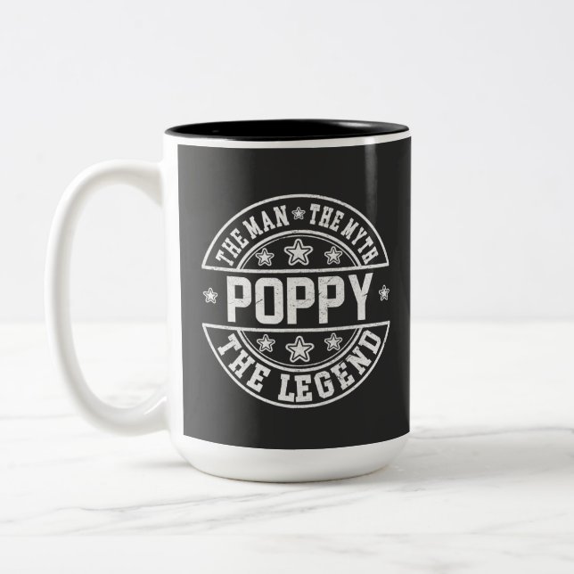 Tasse 2 Couleurs Poppy L'Homme Le Mythe La Légende Fête des pères (Gauche)