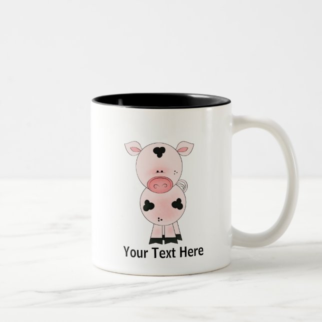 Tasse 2 Couleurs Porc de ferme (personnalisé) (Droit)