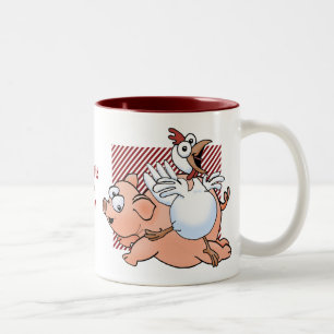 Tasse 2 Couleurs Porc et poulet sautant avec joie !
