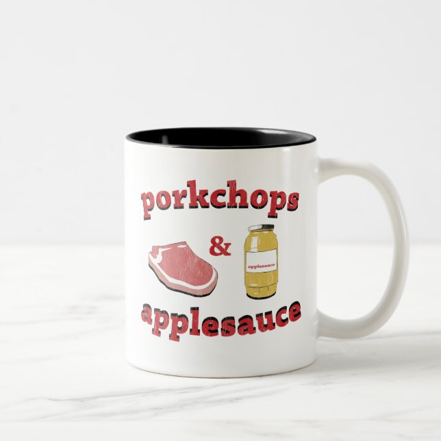 Tasse 2 Couleurs porkchops et compote de pommes (Droit)